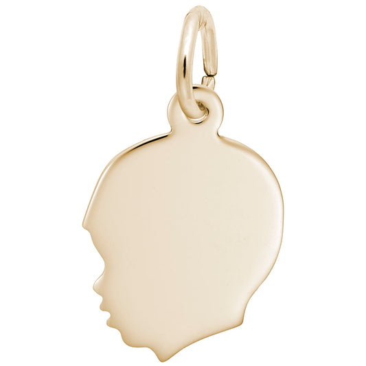Flat Young Boy's Head Charm - Unique Silhouette Disc Jewelry 2497