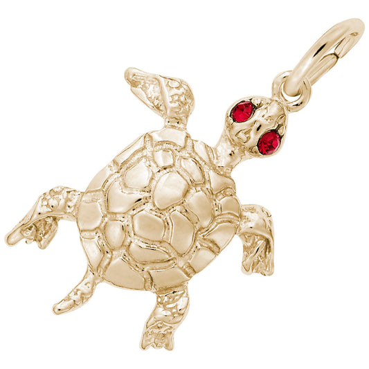 Elegant Turtle Charm with Stones - Nautical Sea Life Jewelry 2597