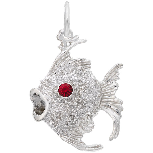 Angelfish Charm with Stones - Nautical Sea Life Jewelry 2641