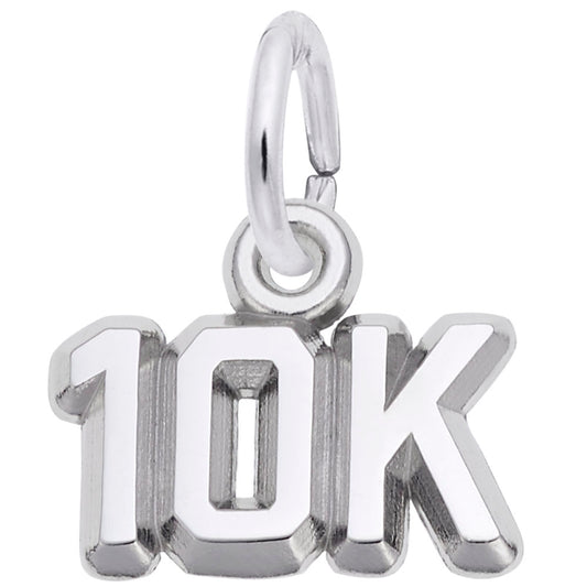 10K Race Charm for Runners - Sterling Silver Sports Jewelry 2660