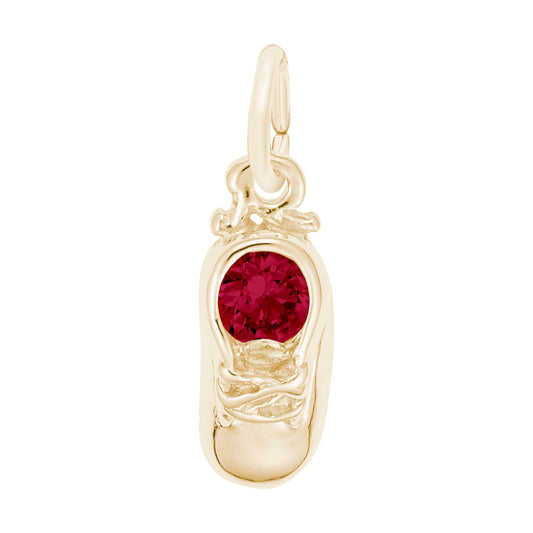 Baby Shoe Birthstone Series - 14K White Gold, 12 December Gold