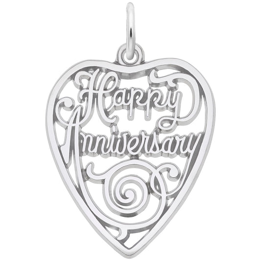 Happy Anniversary Heart Charm - Celebrate Love with Elegance 2892