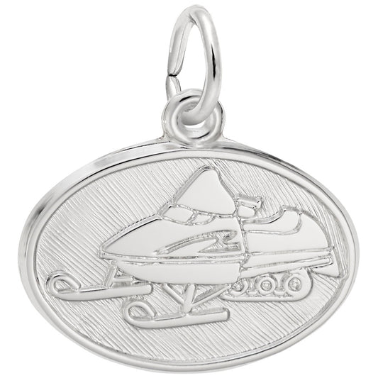 Snowmobile Oval Disc Charm - Perfect for Winter Sports Lovers 2958