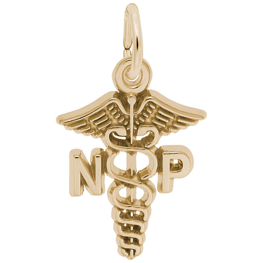 Elegant Nurse Practitioner Caduceus Charm for Medical Professionals 2964