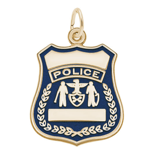 Painted Police Badge Charm for Law Enforcement Jewelry Collection 3039-001