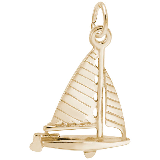 Striped Sloop Sailboat Charm - Nautical Jewelry for Ocean Lovers 3067