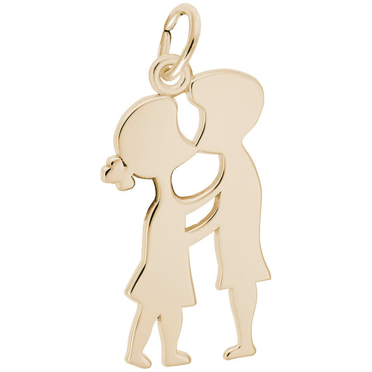 Kissing Couple Charm - Romantic Silhouette Disc for Jewelry 3263