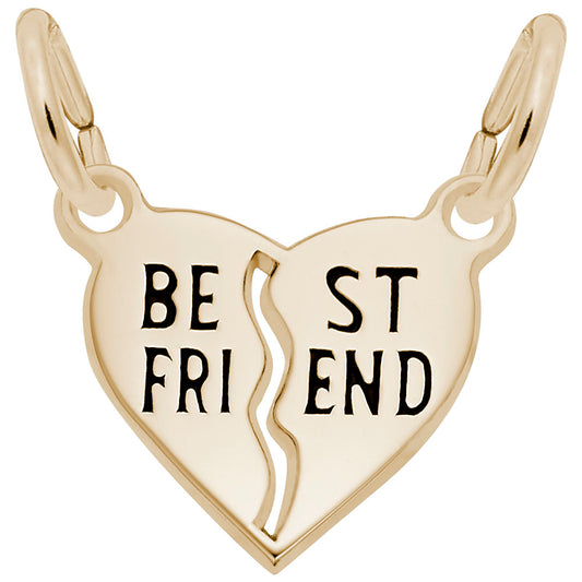 Best Friend Shared Heart Charm - Meaningful Friendship Jewelry 3405