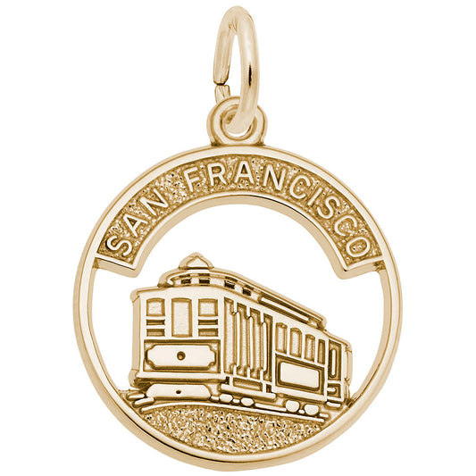 Flat San Francisco Cable Car Open Disc Charm for Travel Lovers 3546