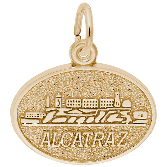 Alcatraz Oval Disc Charm - Unique Travel Souvenir Jewelry 3587