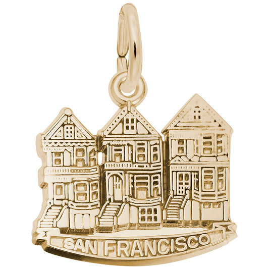 San Francisco Victorian Houses Charm - Travel Souvenir Jewelry 3588