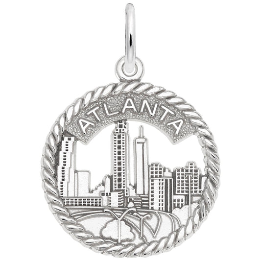 Atlanta Skyline Open Rope Disc Charm - Travel Souvenir Jewelry 3729