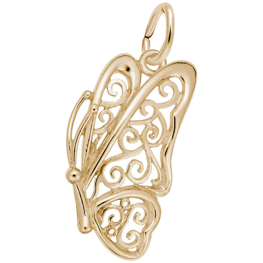 Elegant Filigree Butterfly Charm for Spring Jewelry Collection 3763