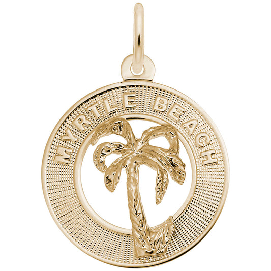 Myrtle Beach Palm Tree Ring Charm - Nautical Jewelry Accessory 3783