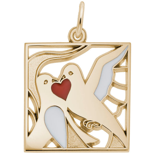 Two Turtle Doves Charm - Elegant Bird Jewelry for Pet Lovers 3902