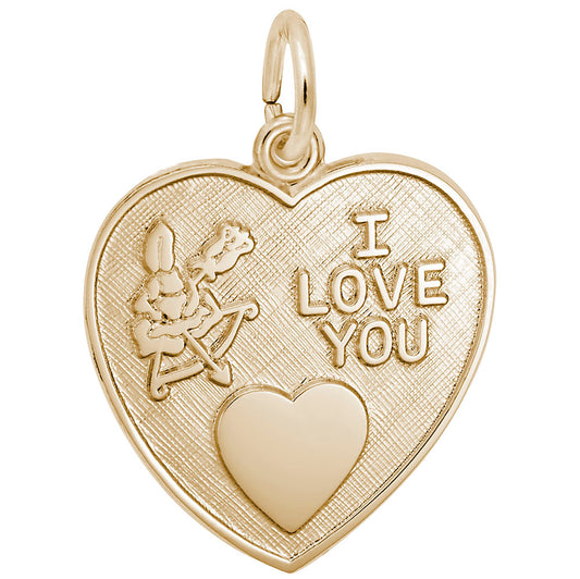 Cupid I Love You Heart Charm - Elegant Disc Silhouette Jewelry 4064