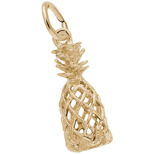 Hollow Pineapple Charm - Tropical Travel Jewelry for Hawaii Lovers 4212