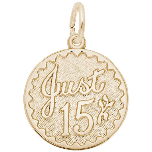 Just Fifteen Disc Charm - Personalized Silver Keepsake Jewelry 4255