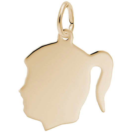 Flat Girls Head Charm - Unique Silhouette Disc Jewelry Piece 4430