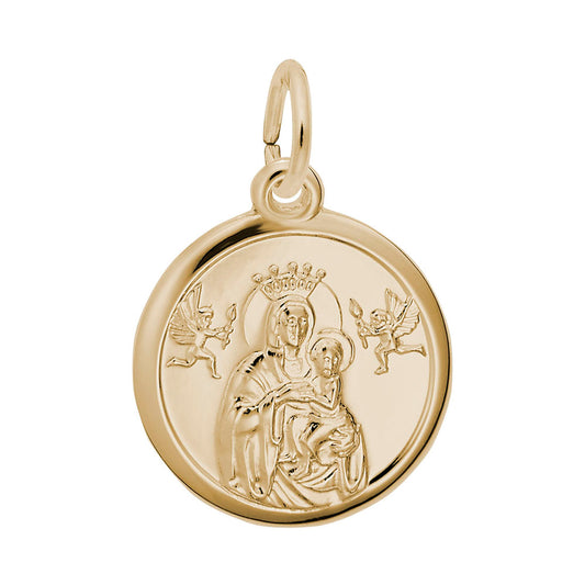 Madonna Child Disc Charm - Elegant Religious Jewelry for Faith 4436