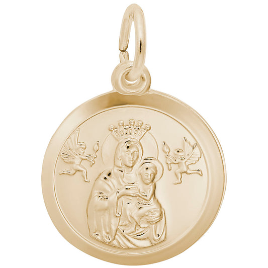 Madonna Child Disc Charm - Elegant Religious Jewelry for Faith 4437