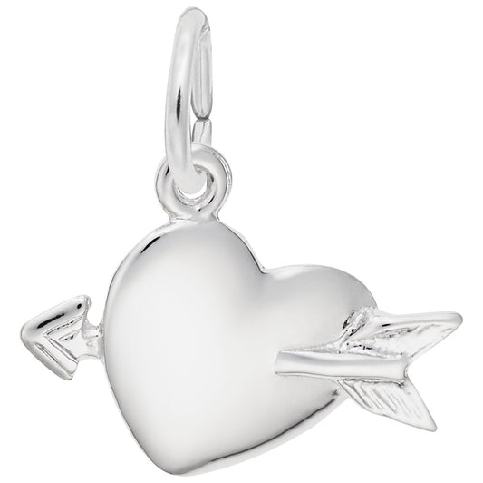 Love Struck Heart Charm - Elegant Silhouette Disc Jewelry 4510