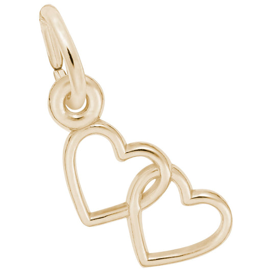 Two Open Hearts Accent Charm - Elegant Silhouette Jewelry 4512