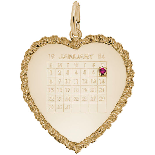 Classic Twisted Rope Heart Calendar Charm for Personalized Jewelry 4642