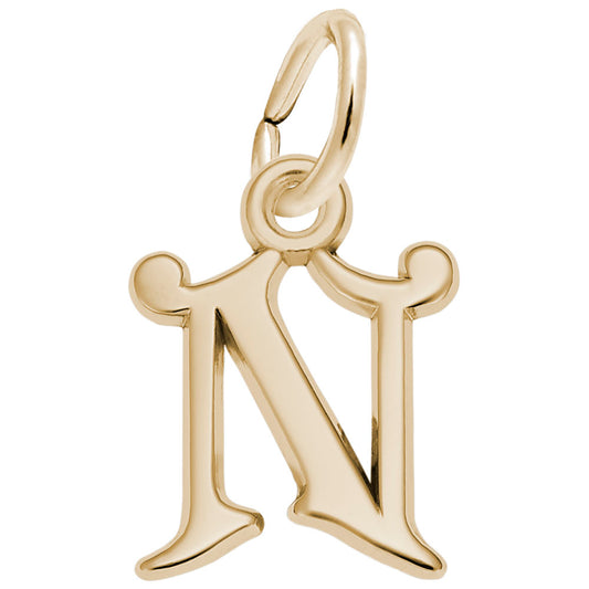 Curly Initial N Charm with Accent - Personalized Letter Jewelry 4765-014