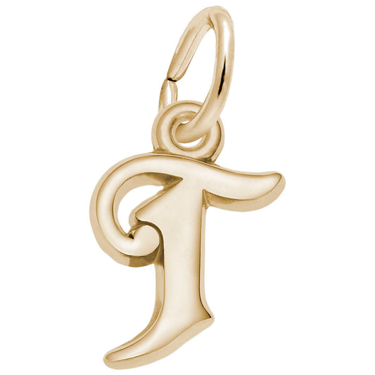 Curly Initial T Accent Charm - Personalized Letter Jewelry 4765-020