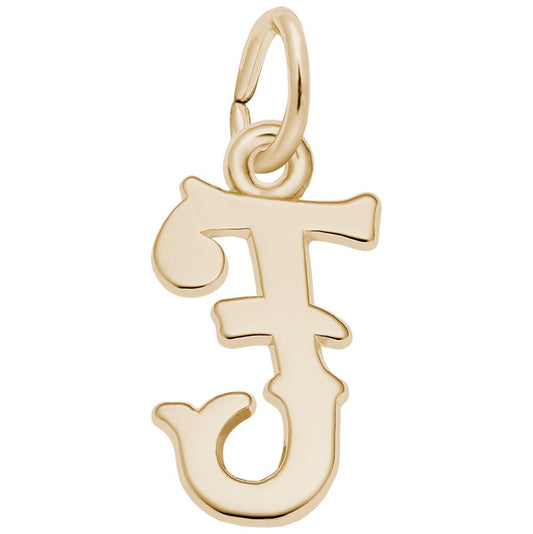 Personalized Blackletter Initial 'F' Charm - Custom Letter Jewelry 4766-006