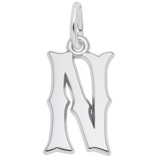 Personalized Blackletter Initial 'N' Charm - Custom Letter Jewelry 4766-014