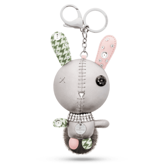 Mathilde bag charm, Rabbit, Gray, Stainless steel