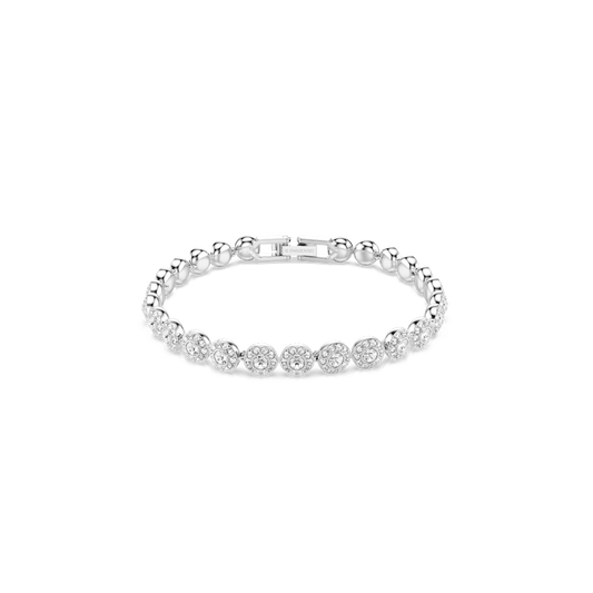 Una Angelic bracelet, Round cut, Small, White, Rhodium plated