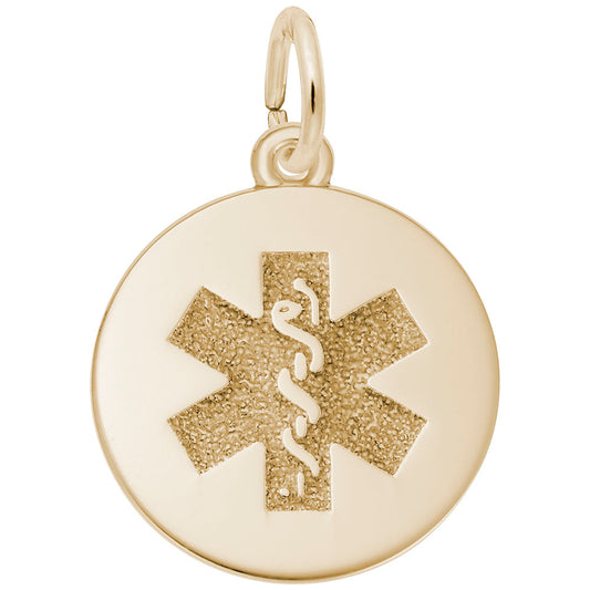 Medical Symbol Charm - Silver Disc Pendant for Health Awareness 5098