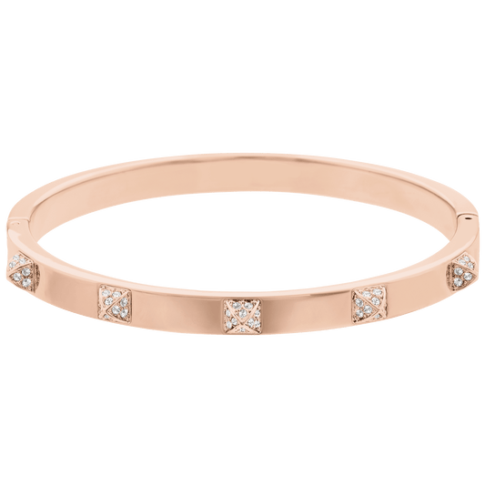 Dextera bangle, Pavé, White, 18K rose gold finish