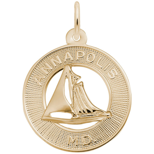 Annapolis MD Sailboat Ring Charm - Travel Souvenir Jewelry 5159