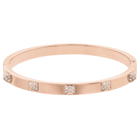 Dextera bangle, Pavé, White, 18K rose gold finish