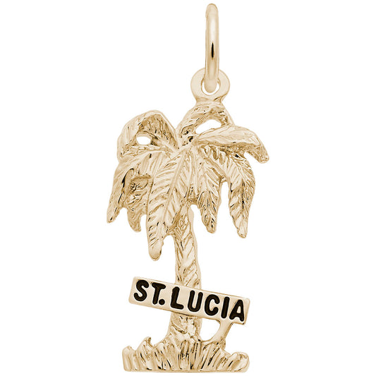 St. Lucia Palm Tree Charm - Tropical Island Travel Jewelry 5349