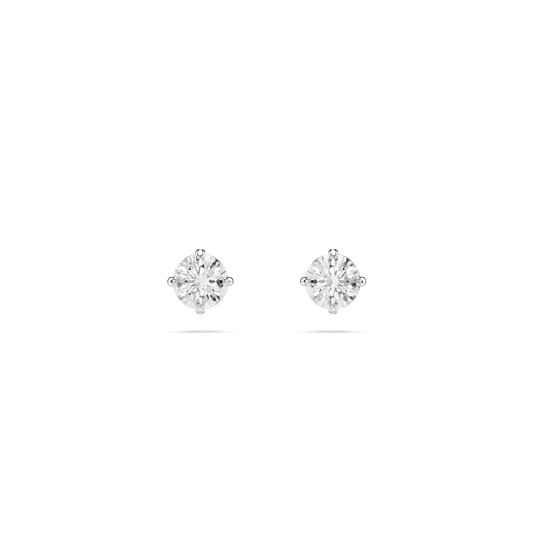 Stilla Attract stud earrings, Round cut, White, Rhodium plated