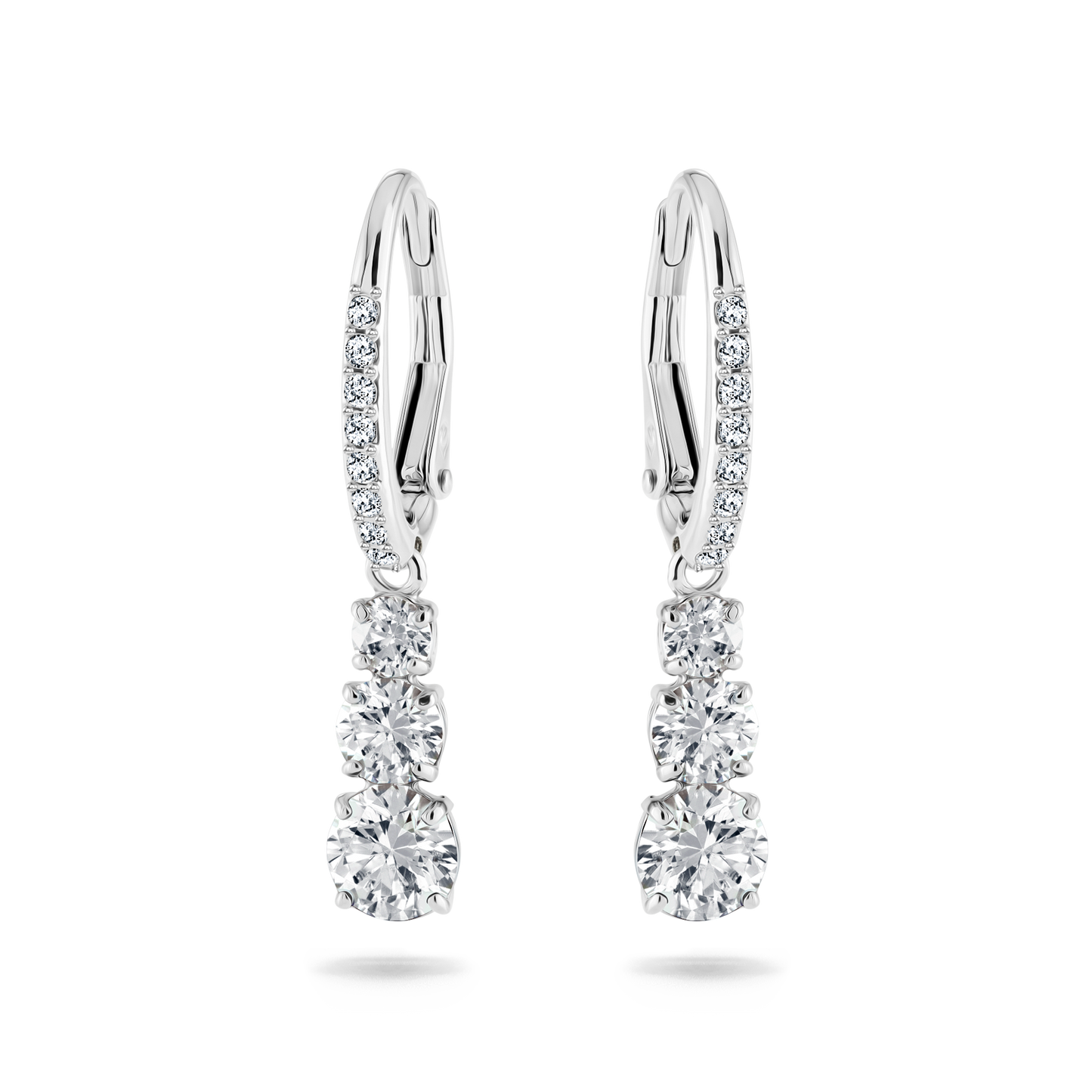 Swarovski Stilla Attract hoop earrings, Round cut, White, Rhodium plated
