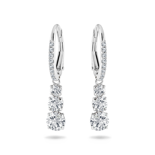Swarovski Stilla Attract hoop earrings, Round cut, White, Rhodium plated
