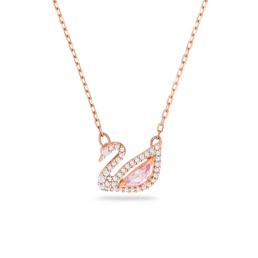 Swarovski Swan necklace, Swan, Pink, Rose gold-tone plated