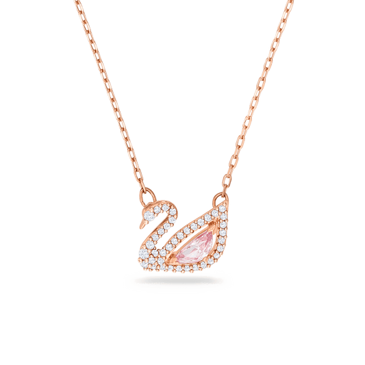 Swan necklace, Swan, Pink, 18K rose gold finish