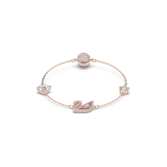 Swan bracelet, Swan, Pink, 18K rose gold finish