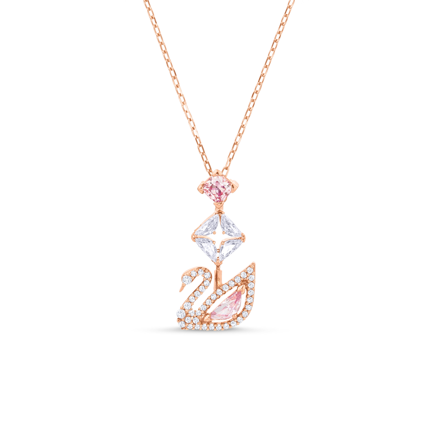 Swarovski Swan pendant, Swan, Pink, Rose gold-tone plated
