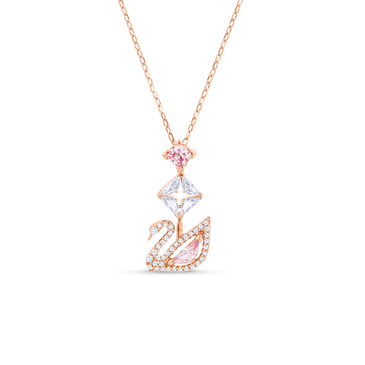 Swarovski Swan pendant, Swan, Pink, Rose gold-tone plated