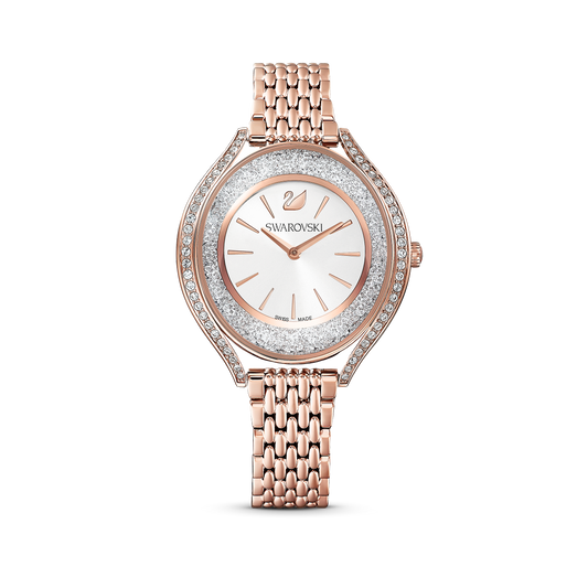 Swarovski Crystalline Aura watch, Swiss Made, Metal bracelet, Rose gold tone, Rose gold-tone finish