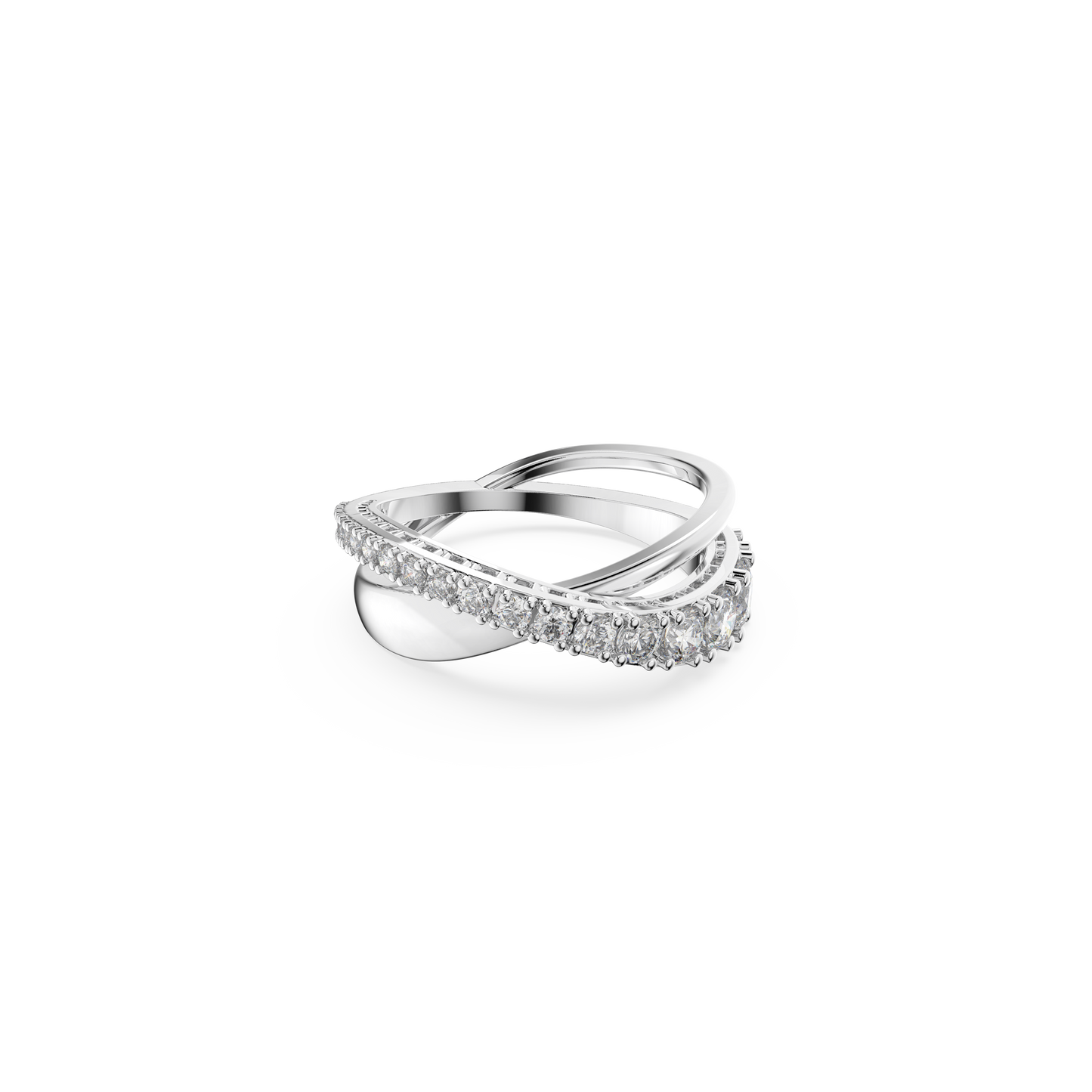 Swarovski Hyperbola ring, Round cut, White, Rhodium plated