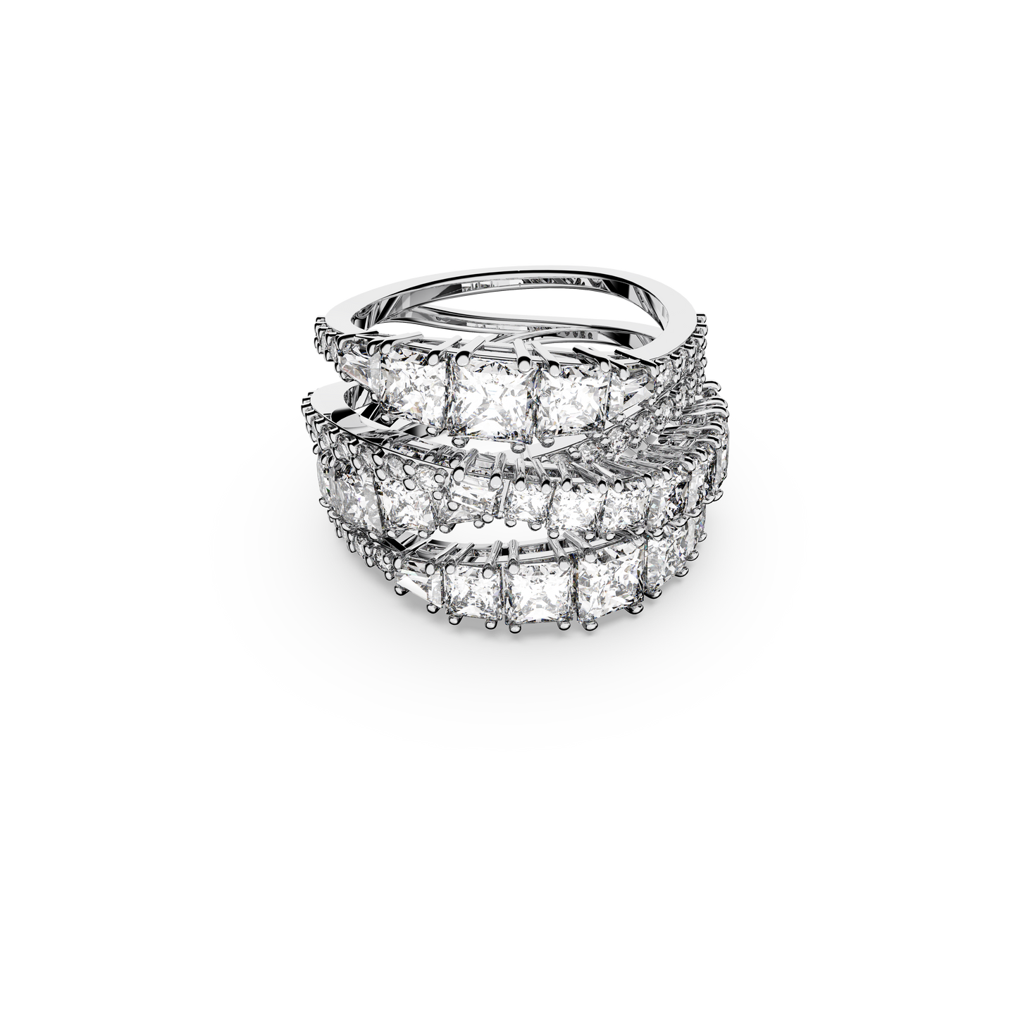 Swarovski Hyperbola ring, Mixed cuts, White, Rhodium plated